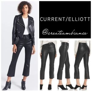 Current/Elliott Hi-rise Genuine Leather Crop Pants